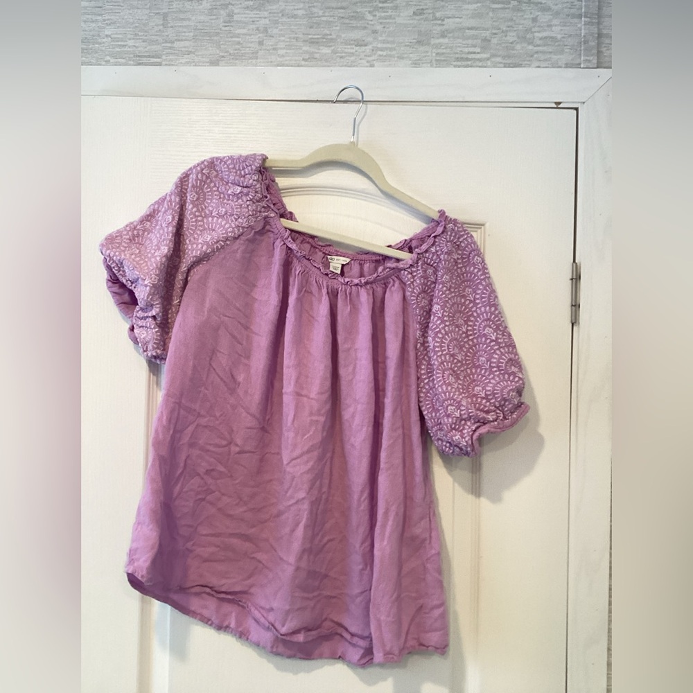 Cato Purple Lace Sleeve Blouse size 18/20W EUC